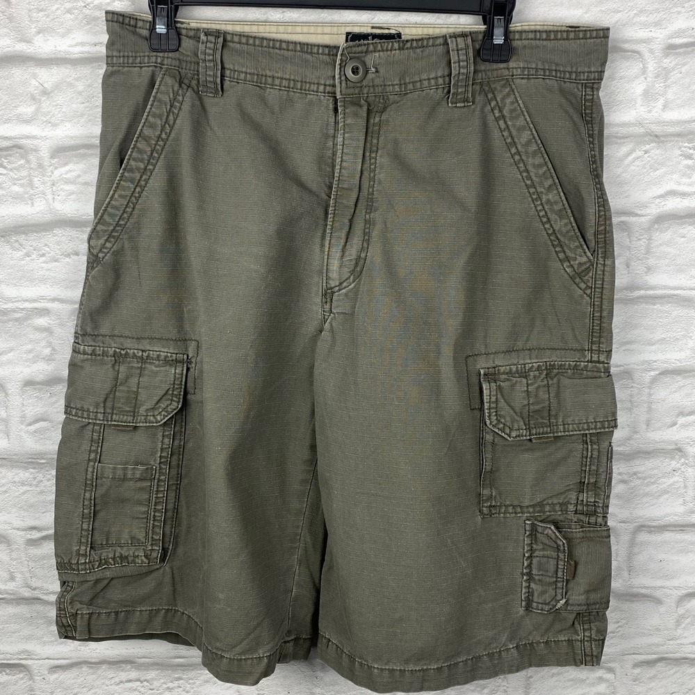 Trilogy Sportswear Mens 32 Grayish Olive Ripstop Cargo Shorts Y2K Utility